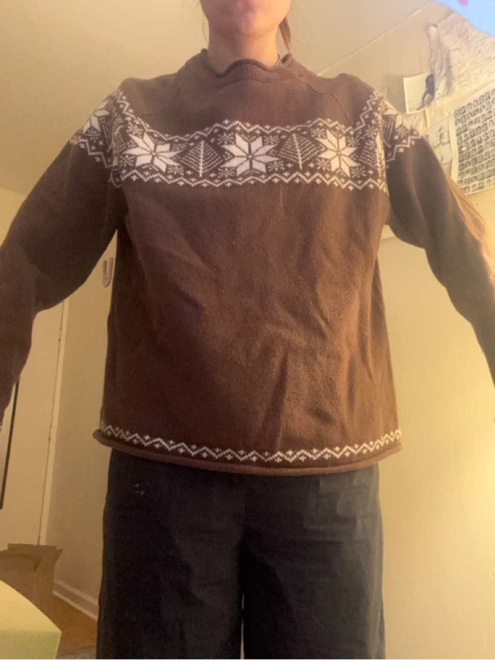Hanna Andersson Brown Fair Isle Crewneck Sweater